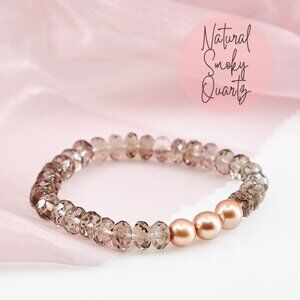 Smoky Quartz & Pearl Stretch Bracelet